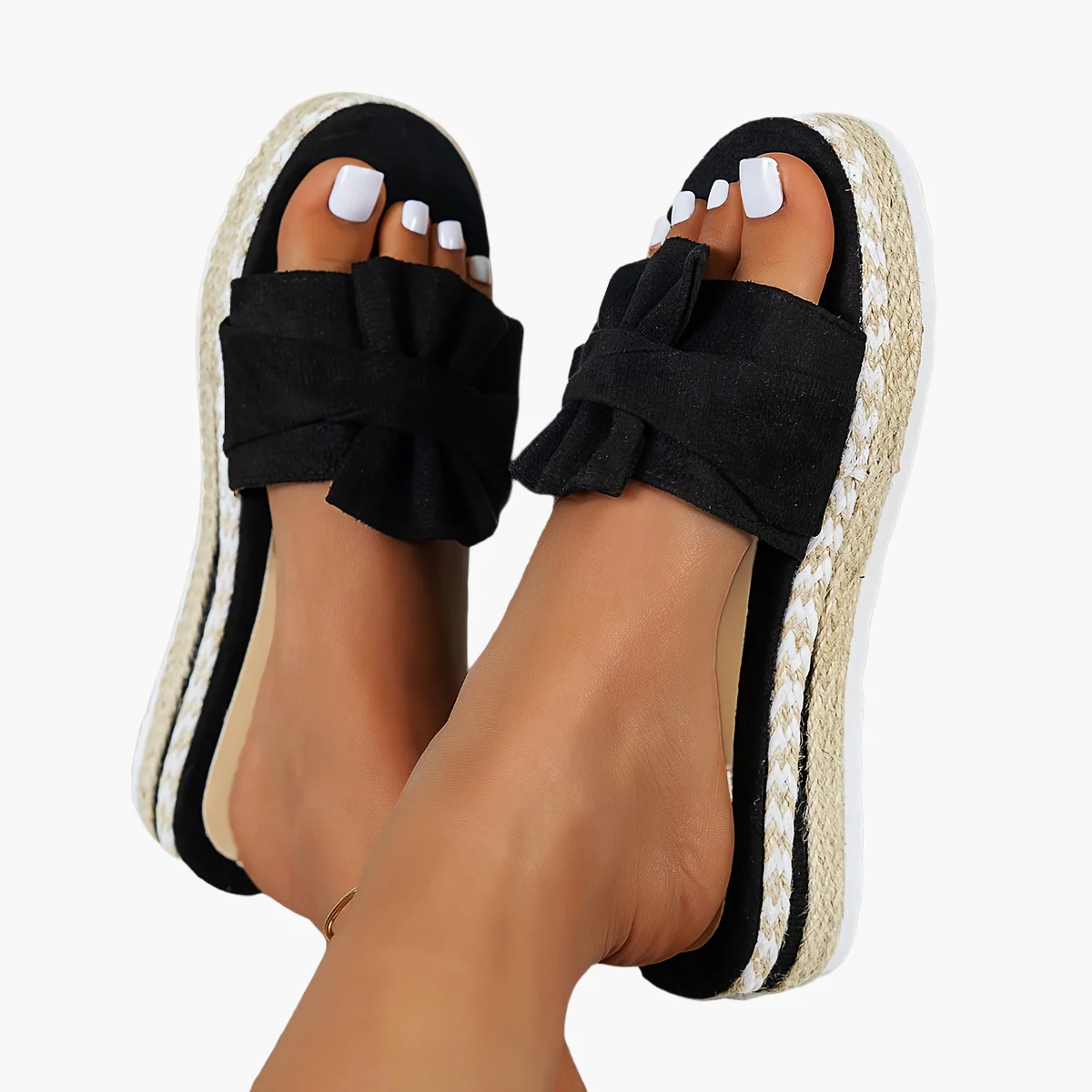 Damen Plateau-Slipper mit Schleife für den Sommer – Bequeme Freizeitschuhe, Offener Zehenbereich - Image 13