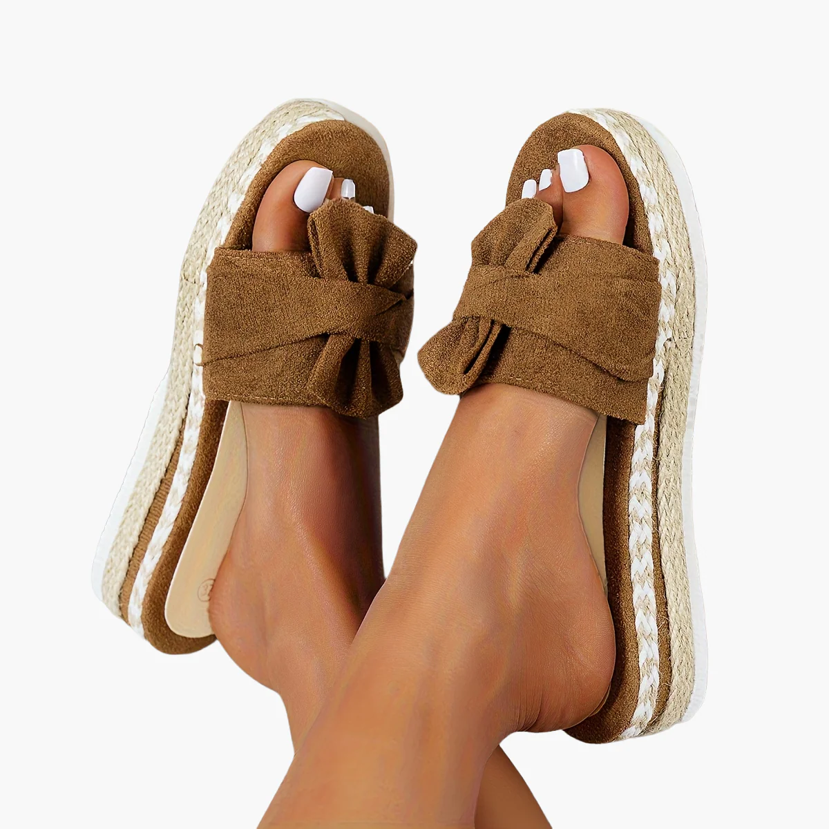 Damen Plateau-Slipper mit Schleife für den Sommer – Bequeme Freizeitschuhe, Offener Zehenbereich - Image 15