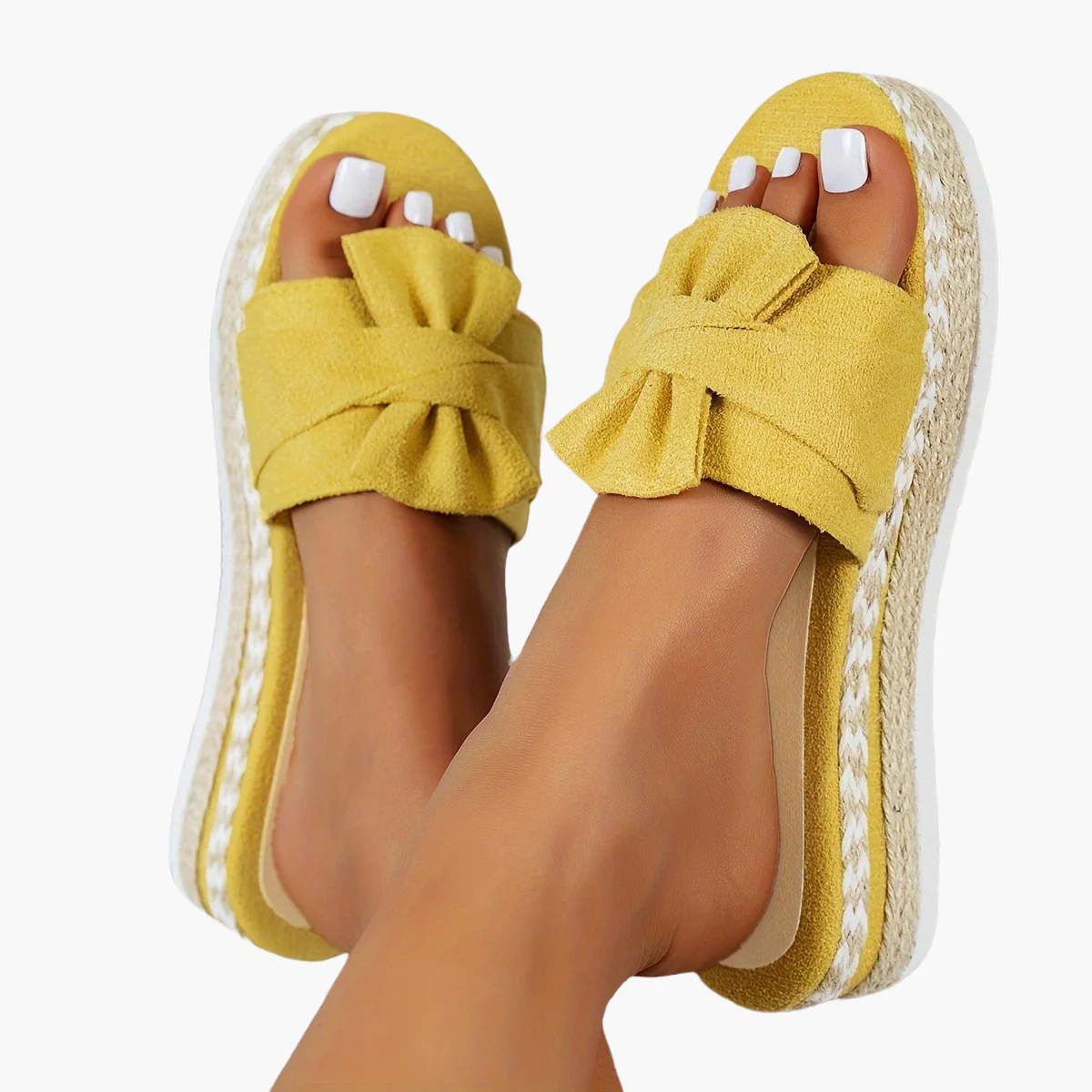 Damen Plateau-Slipper mit Schleife für den Sommer – Bequeme Freizeitschuhe, Offener Zehenbereich - Image 16