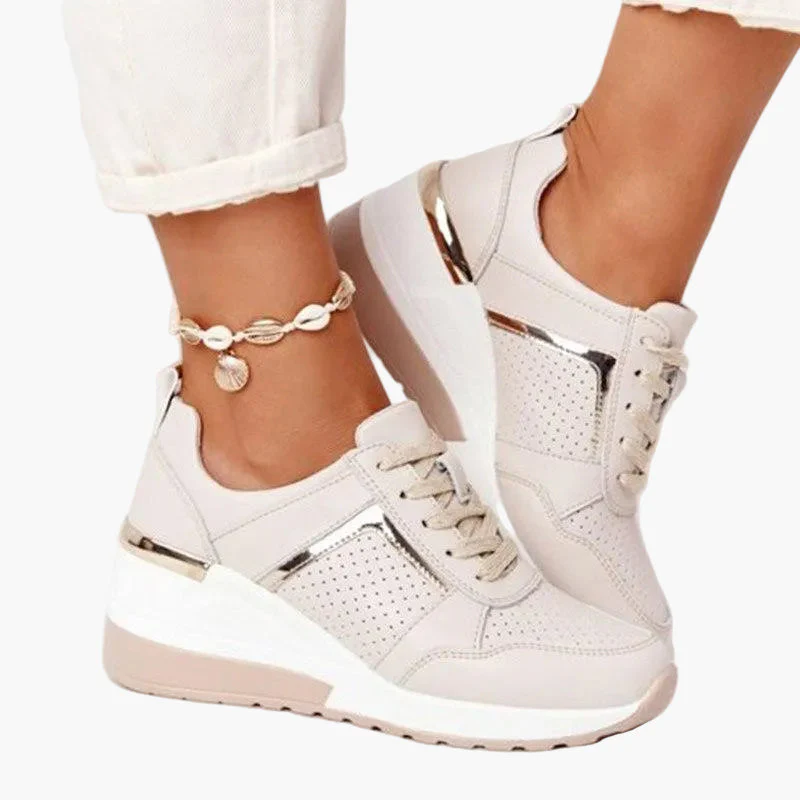 Damen Plateau Sneaker mit Metallic-Details – Modische Freizeitschuhe für Alltag und City-Look