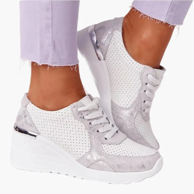 Damen Plateau Sneaker mit Metallic-Details – Modische Freizeitschuhe für Alltag und City-Look - Image 4