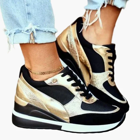 Damen Plateau Sneaker mit Metallic-Details – Modische Freizeitschuhe für Alltag und City-Look - Image 6