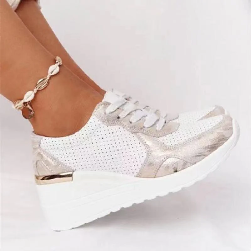 Damen Plateau Sneaker mit Metallic-Details – Modische Freizeitschuhe für Alltag und City-Look - Image 9