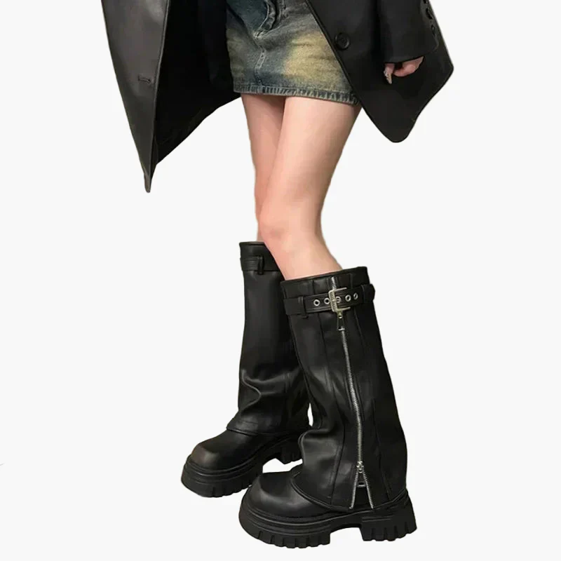 Damen Plateau Stiefel mit Reißverschluss – Trendige Chunky Boots für Herbst und Winter - Image 2