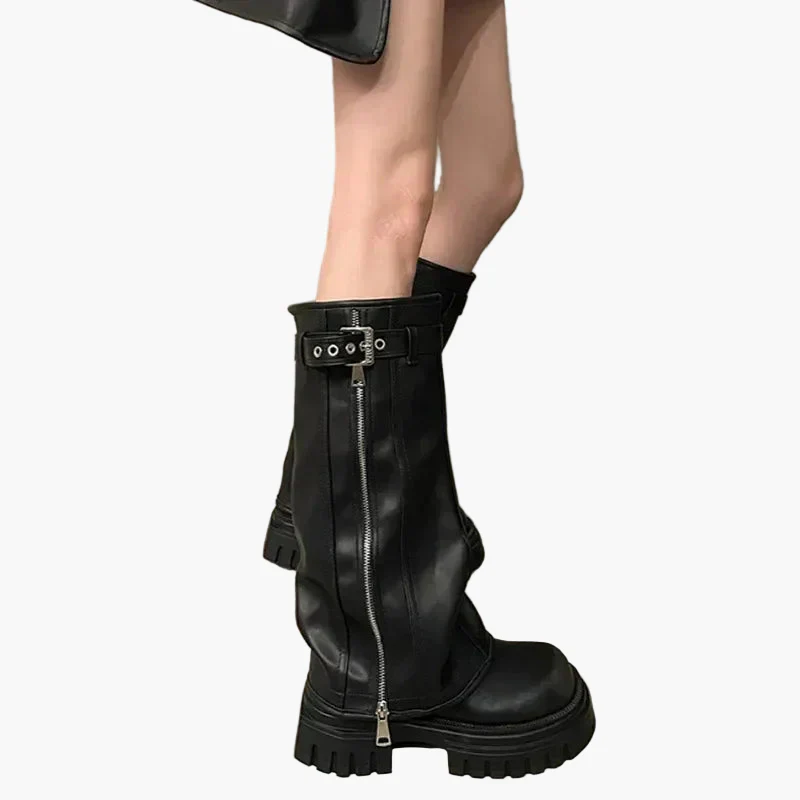 Damen Plateau Stiefel mit Reißverschluss – Trendige Chunky Boots für Herbst und Winter - Image 3