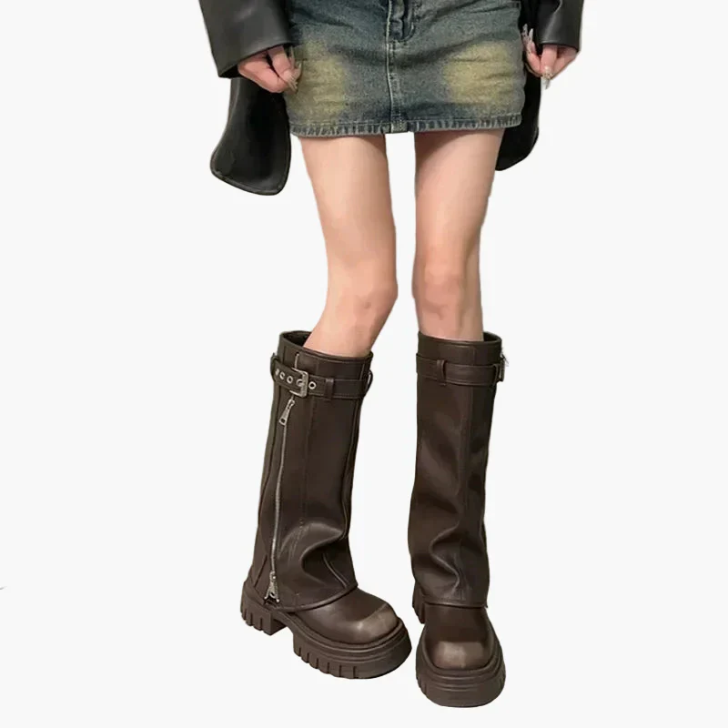 Damen Plateau Stiefel mit Reißverschluss – Trendige Chunky Boots für Herbst und Winter - Image 4
