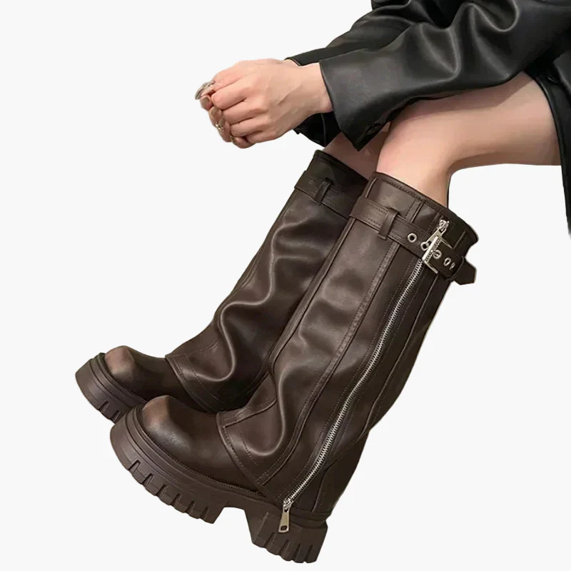 Damen Plateau Stiefel mit Reißverschluss – Trendige Chunky Boots für Herbst und Winter - Image 5
