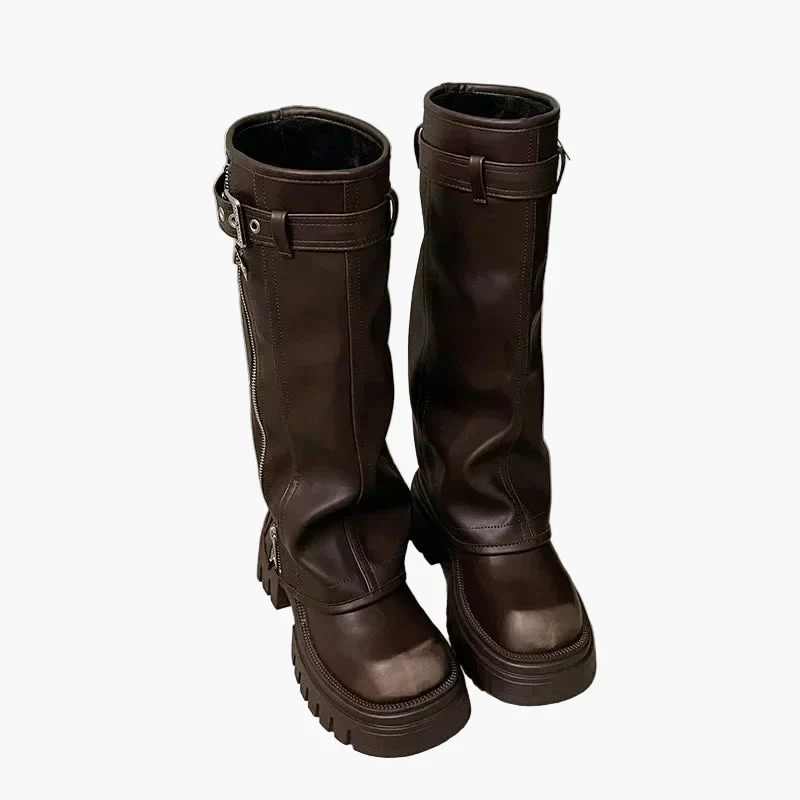 Damen Plateau Stiefel mit Reißverschluss – Trendige Chunky Boots für Herbst und Winter - Image 8