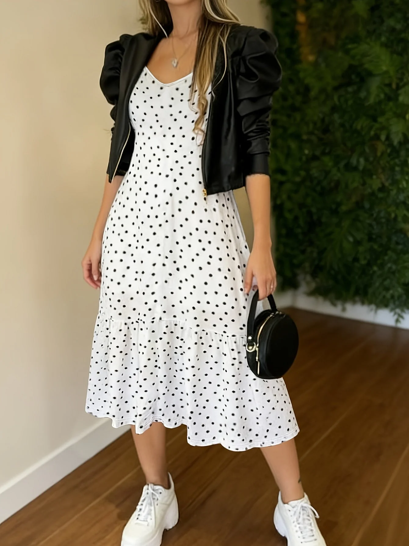 Damen Polka-Dot Midikleid im Vintage-Stil für Alltag und besondere Anlässe