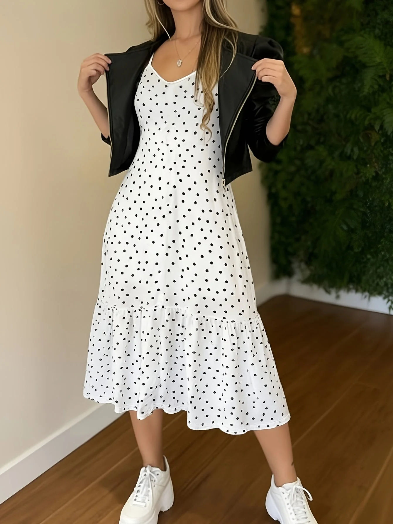 Damen Polka-Dot Midikleid im Vintage-Stil für Alltag und besondere Anlässe - Image 2
