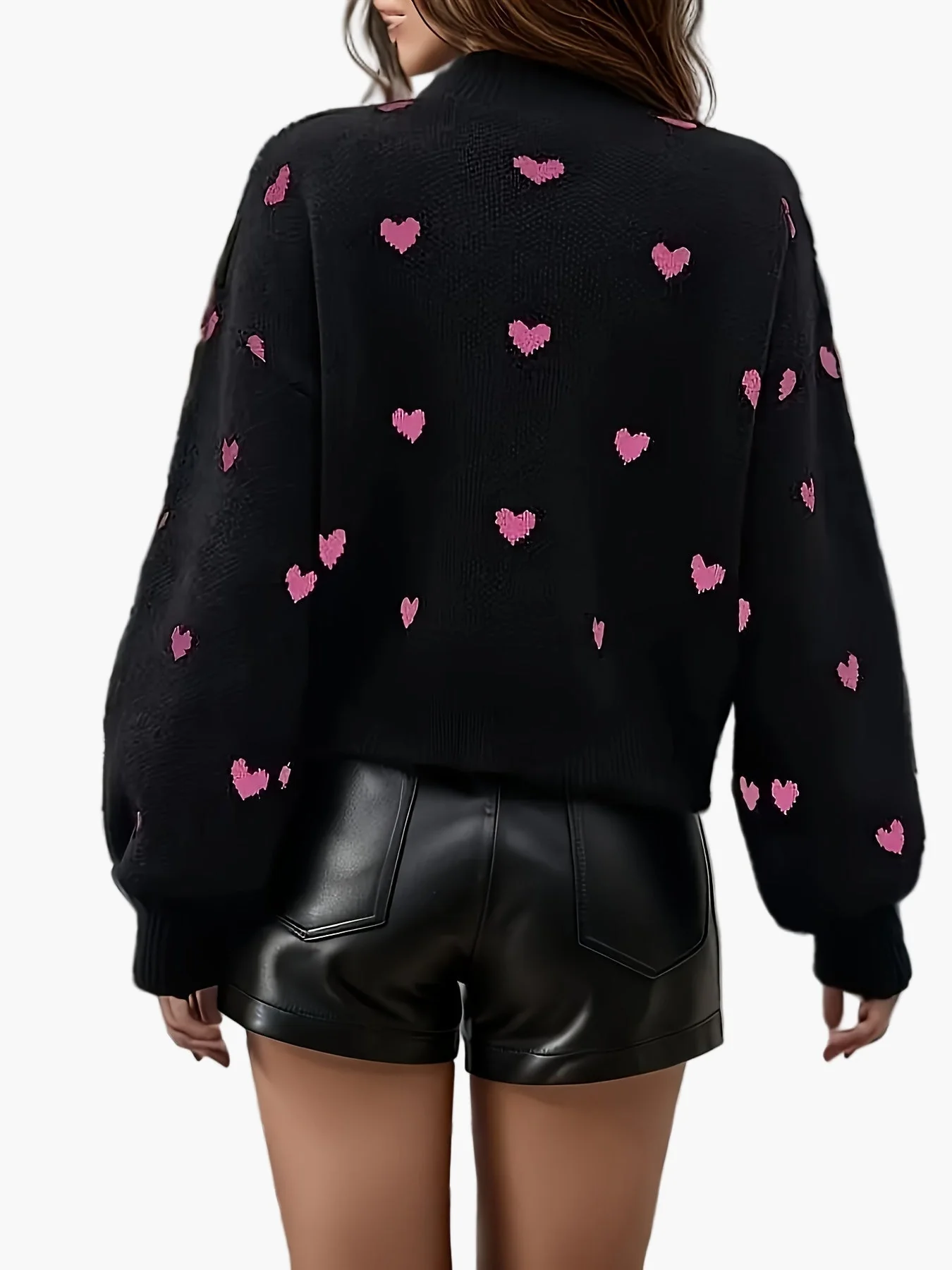 Damen Pullover mit Herzmuster im eleganten Stil – Perfekt für Alltag und Ausgehen - Image 2