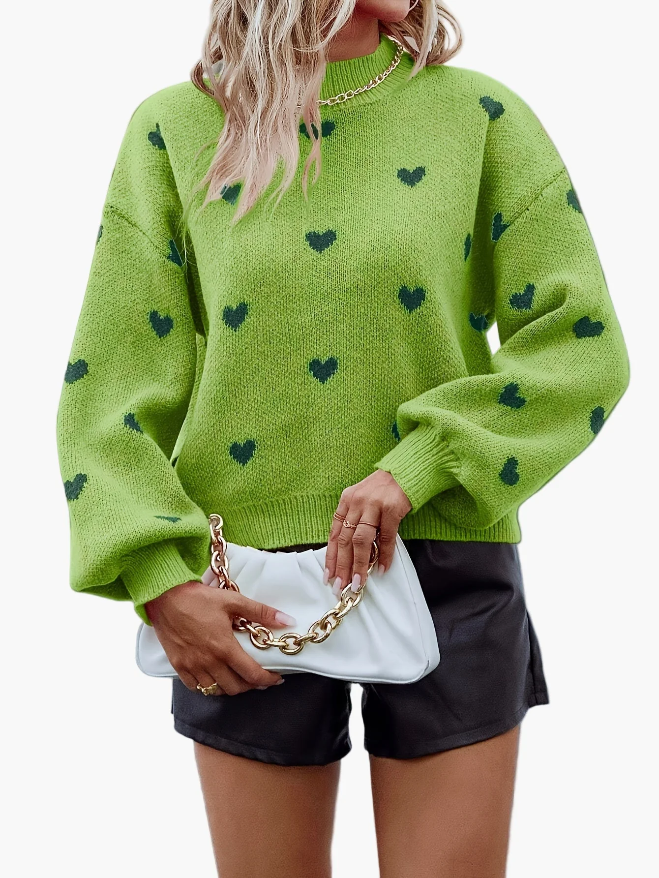 Damen Pullover mit Herzmuster – Modischer Strickpullover für Herbst und Winter, lässig und stylisch