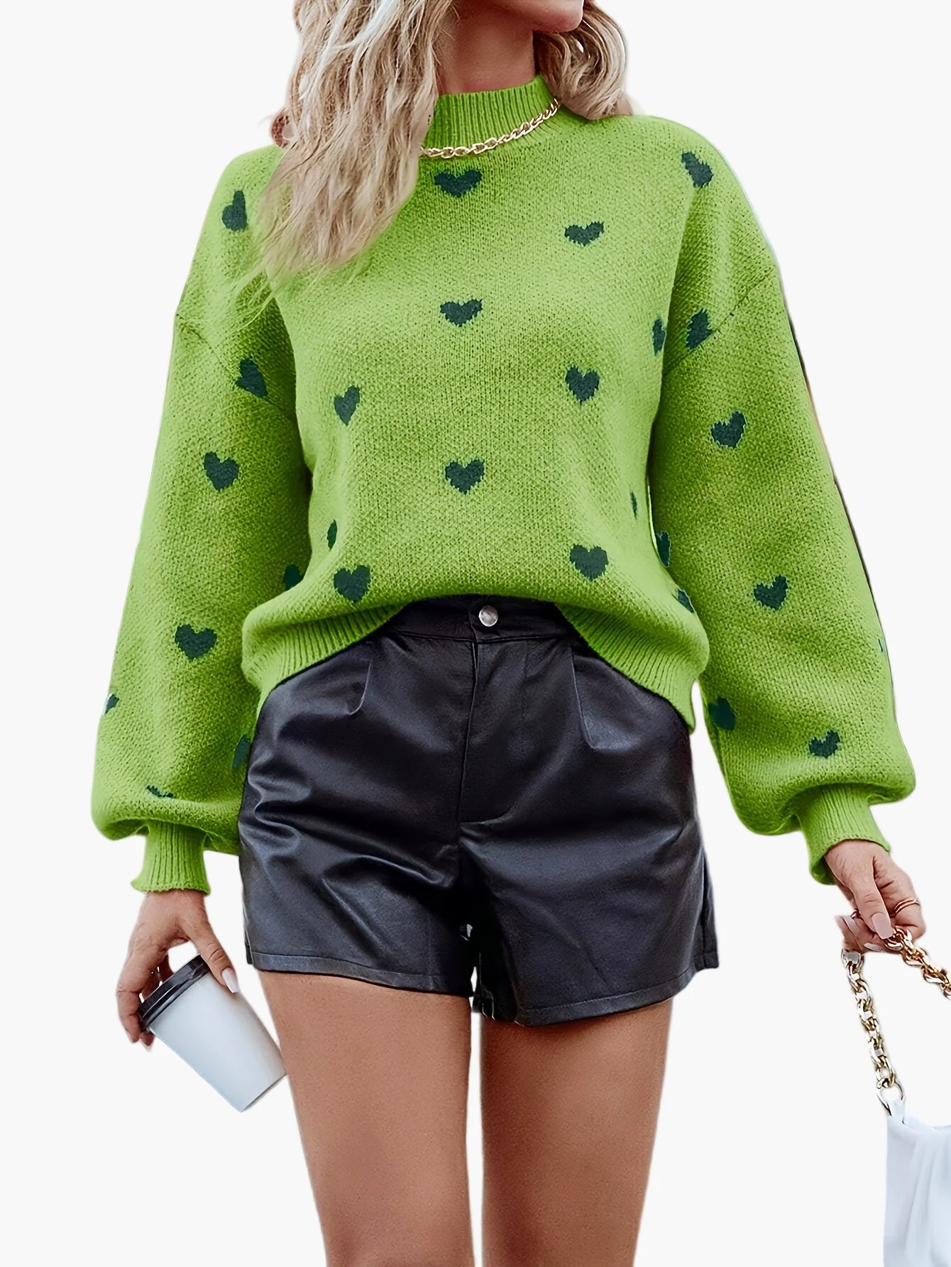 Damen Pullover mit Herzmuster – Modischer Strickpullover für Herbst und Winter, lässig und stylisch - Image 3