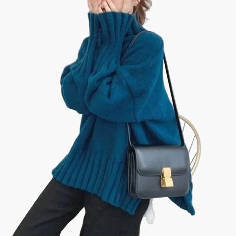 Damen Pullover im koreanischen Stil mit Stehkragen für Herbst und Winter – Lässiger Oversize-Look