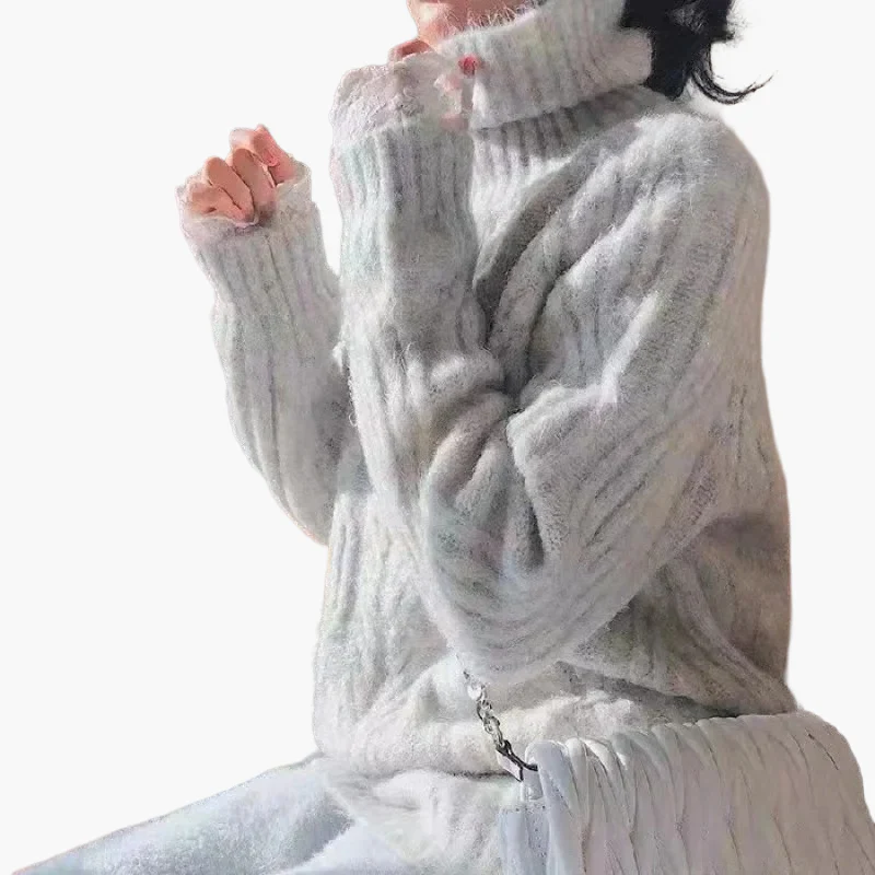 Damen Pullover im koreanischen Stil mit Stehkragen – Lockerer, eleganter Herbst- und Winterpullover - Image 4
