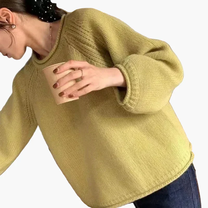 Damen Pullover Lockerer Basic Strickpullover im französischen Stil – Modischer Freizeit-Look für Alltag und Büro - Image 2