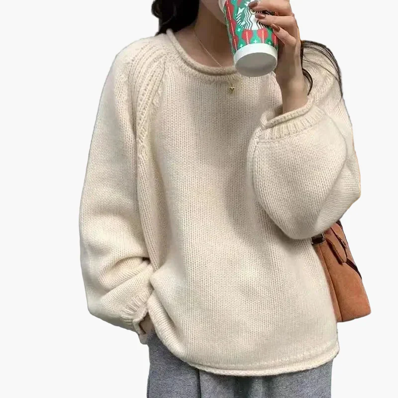 Damen Pullover Lockerer Basic Strickpullover im französischen Stil – Modischer Freizeit-Look für Alltag und Büro - Image 3