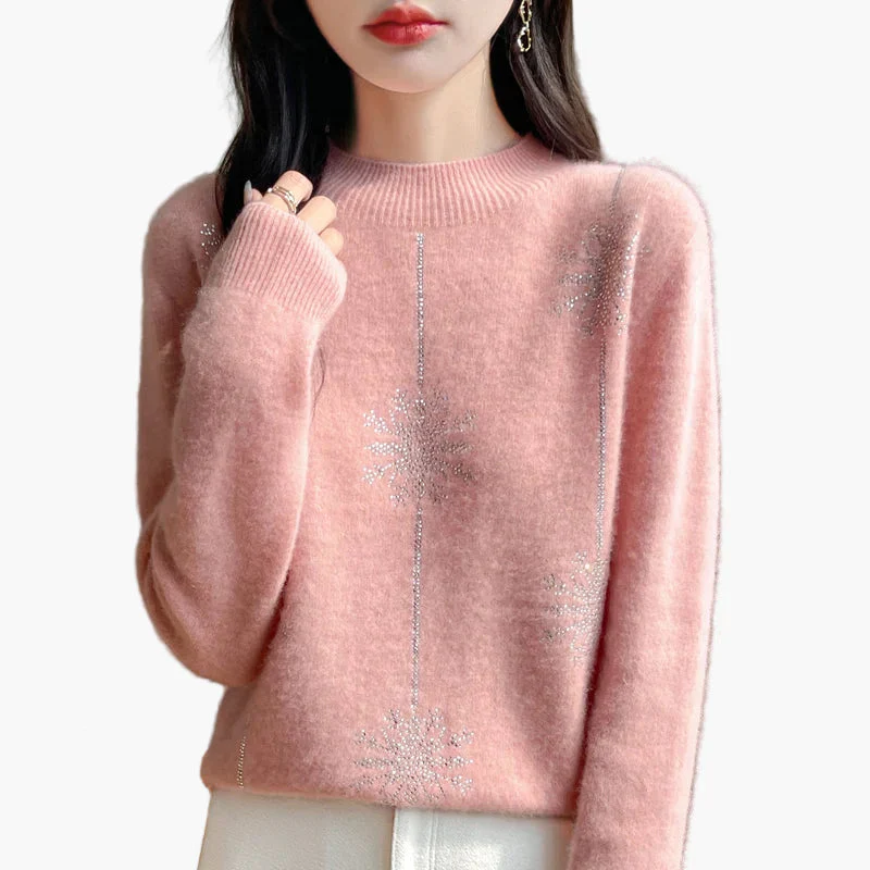 Damen Pullover mit Strass-Design, eleganter Winterpullover für Freizeit und Büro - Image 2
