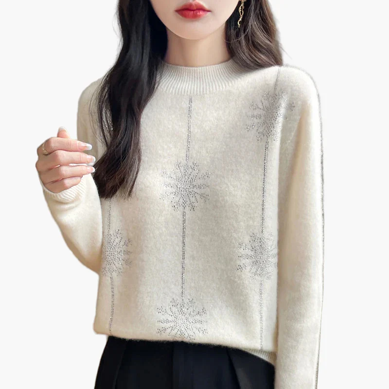 Damen Pullover mit Strass-Design, eleganter Winterpullover für Freizeit und Büro - Image 3
