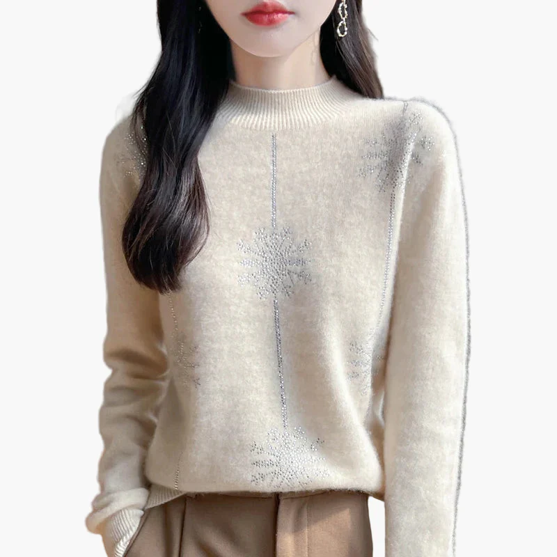 Damen Pullover mit Strass-Design, eleganter Winterpullover für Freizeit und Büro - Image 4