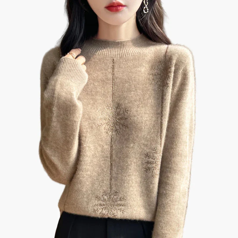 Damen Pullover mit Strass-Design, eleganter Winterpullover für Freizeit und Büro - Image 5
