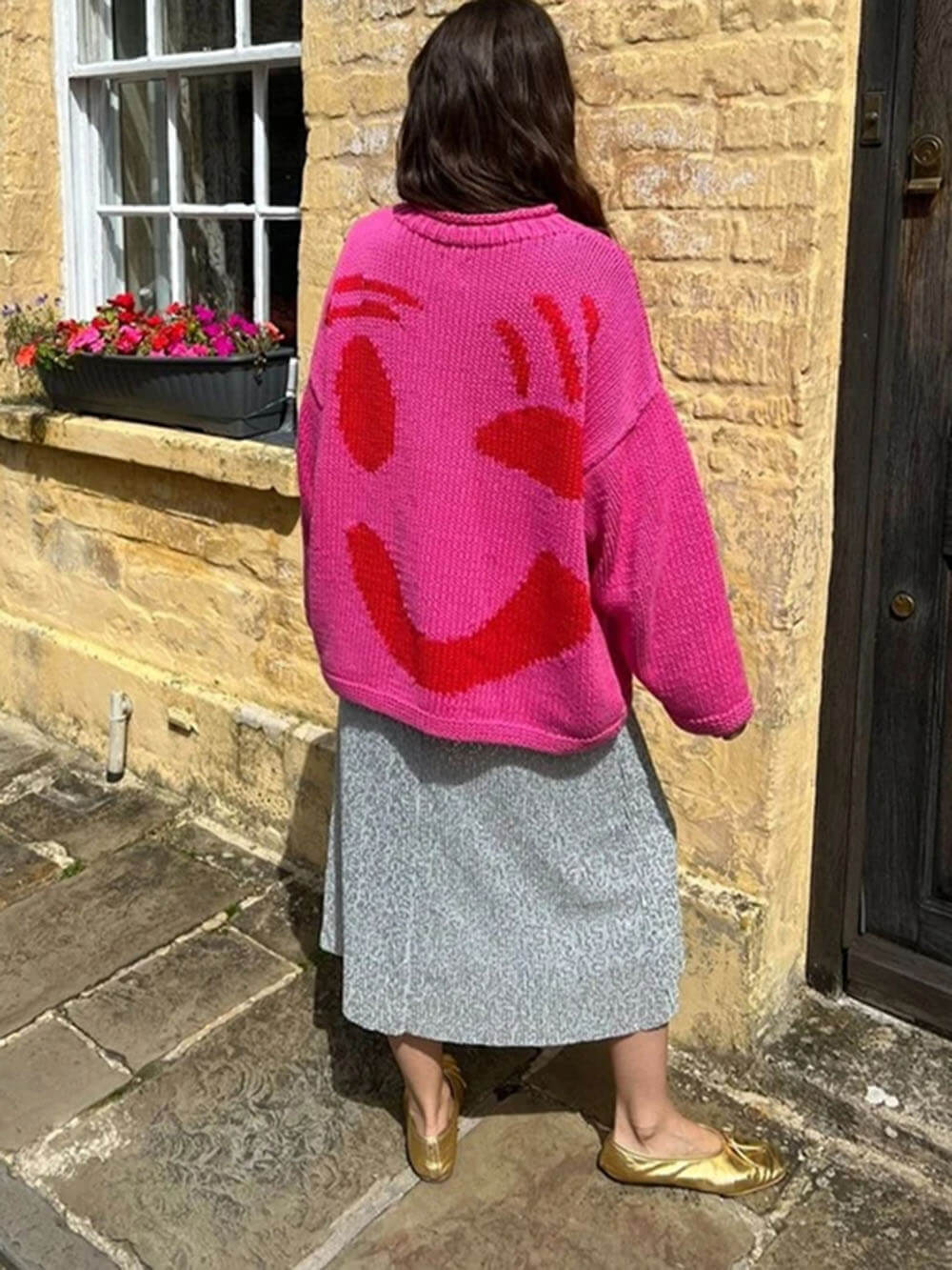 Damen Pullover mit verspieltem Gesichtsmotiv – Strickpullover im künstlerischen Stil für Freizeit & Alltag - Image 12