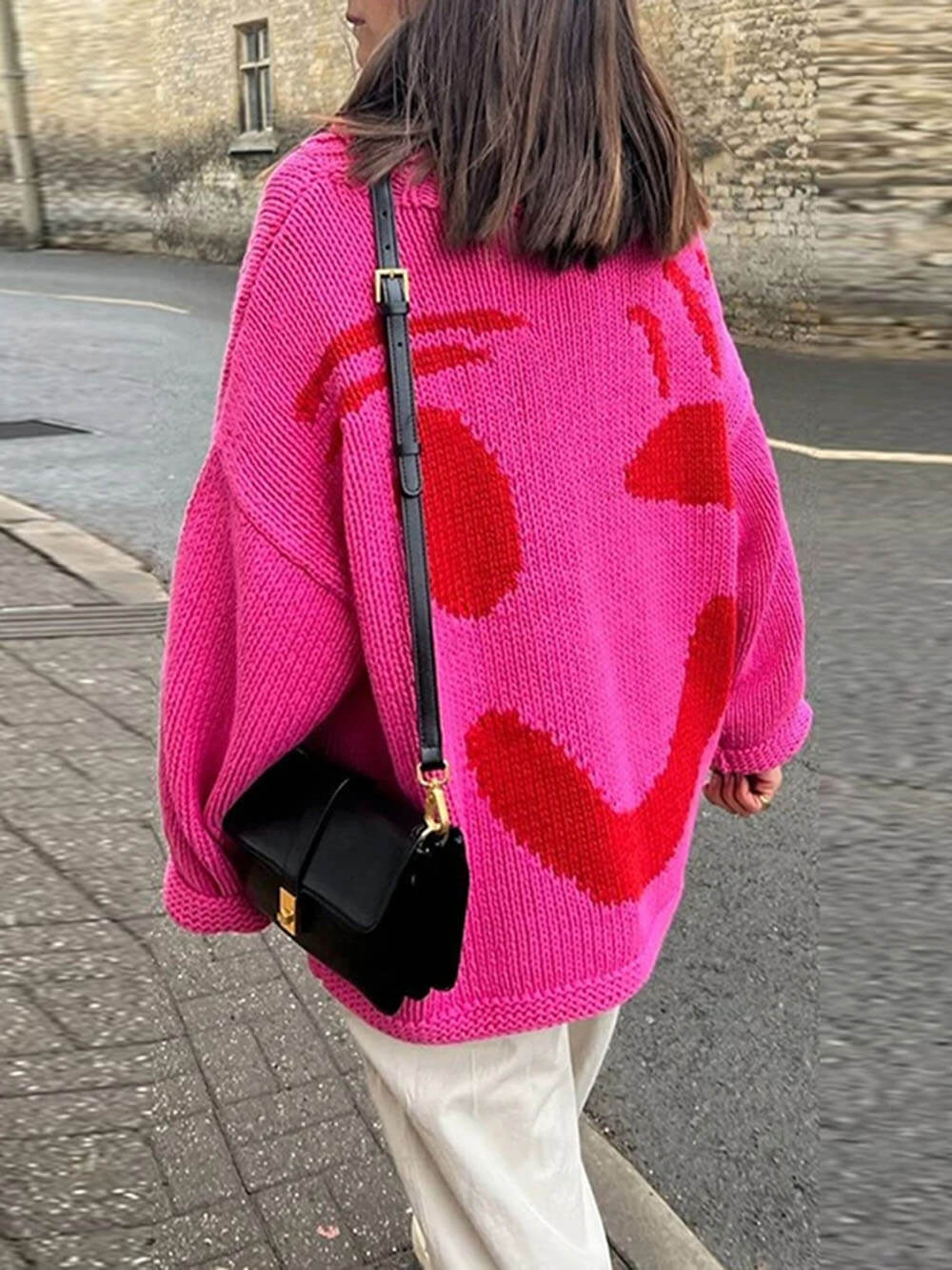 Damen Pullover mit verspieltem Gesichtsmotiv – Strickpullover im künstlerischen Stil für Freizeit & Alltag - Image 13