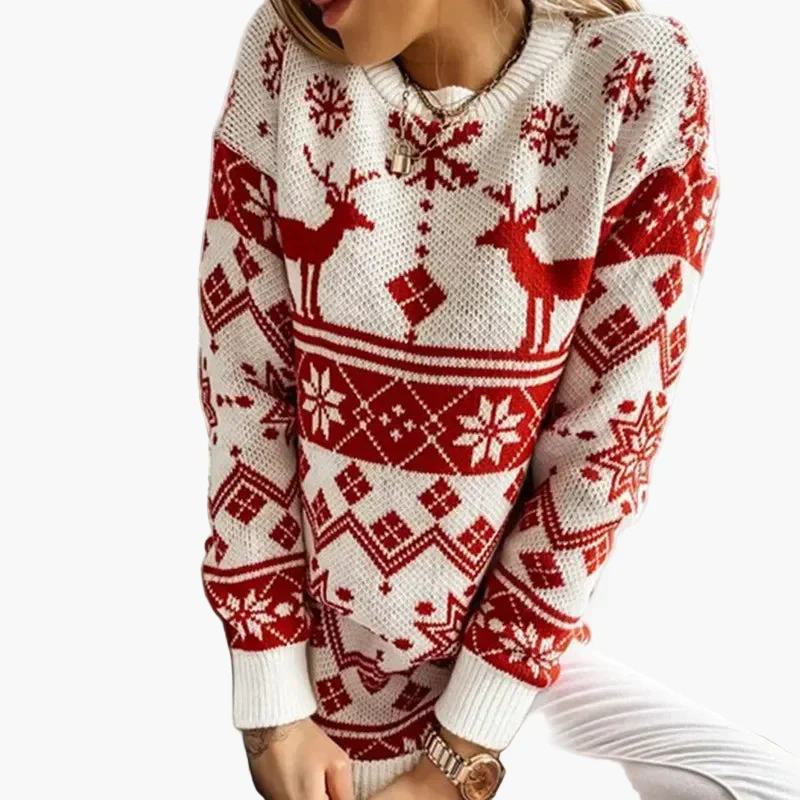 Damen Pullover Weihnachtsmotiv Rentier Norwegerstil – Modischer Winter Sweater für Freizeit & Festliche Anlässe - Image 2