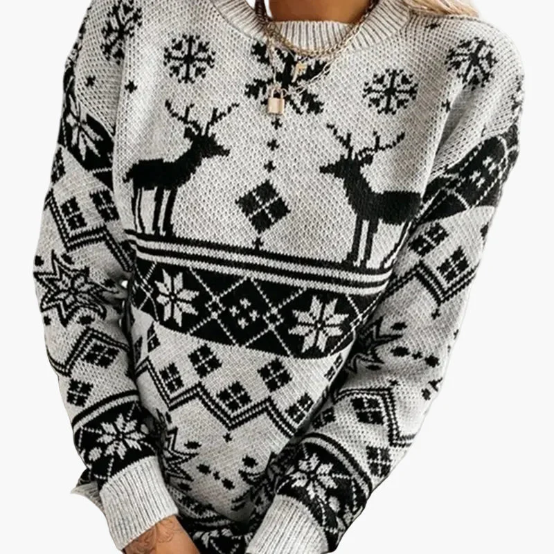 Damen Pullover Weihnachtsmotiv Rentier Norwegerstil – Modischer Winter Sweater für Freizeit & Festliche Anlässe - Image 3