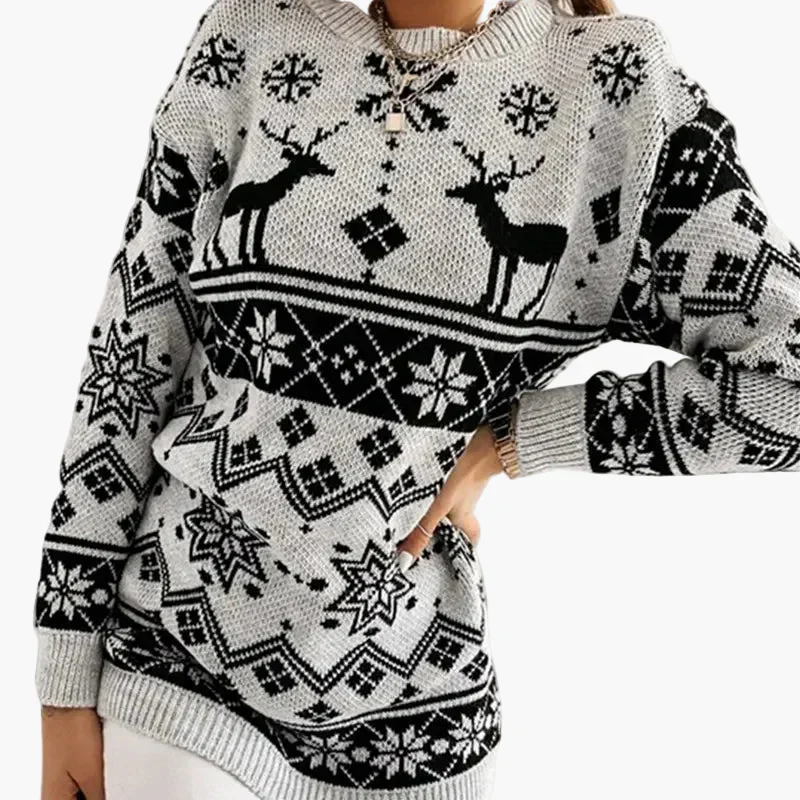 Damen Pullover Weihnachtsmotiv Rentier Norwegerstil – Modischer Winter Sweater für Freizeit & Festliche Anlässe - Image 4