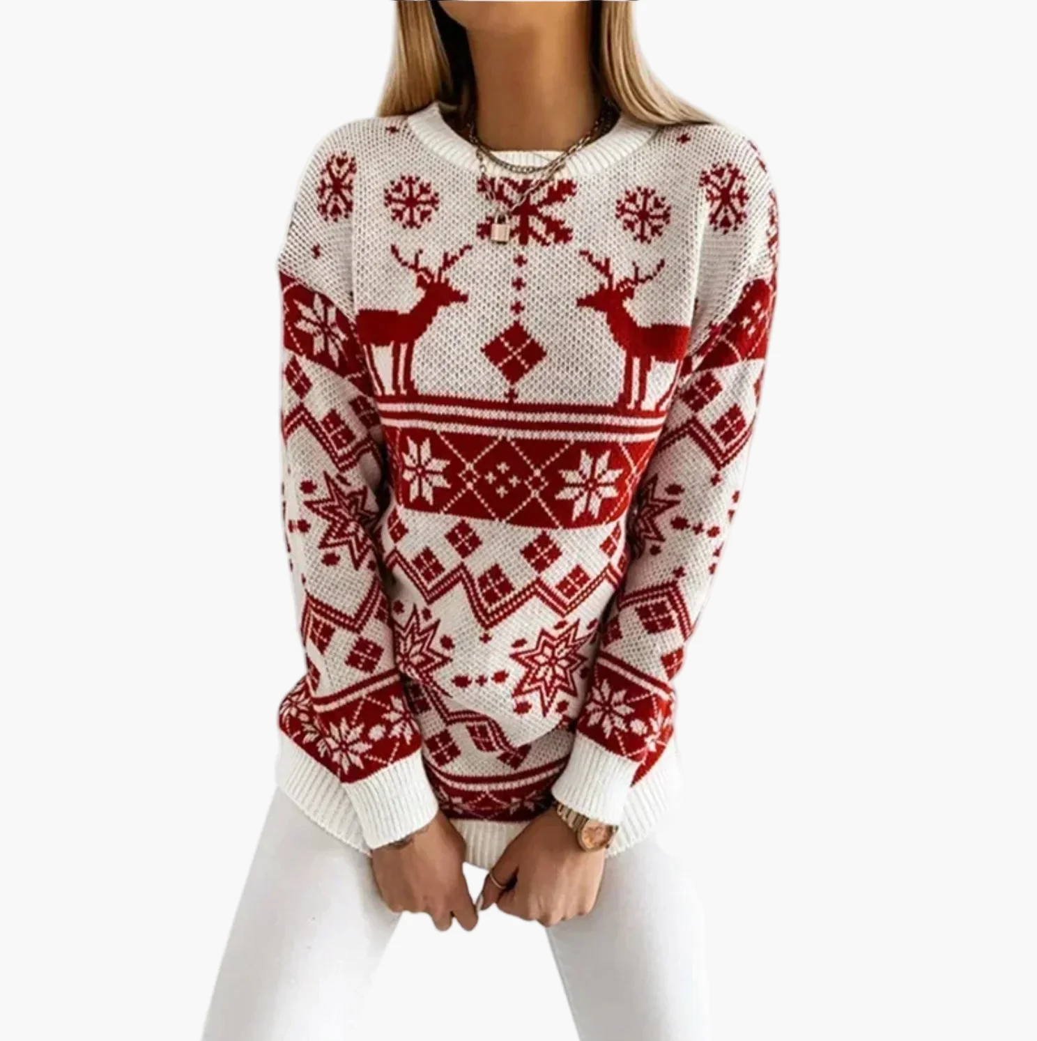 Damen Pullover Weihnachtsmotiv Rentier Norwegerstil – Modischer Winter Sweater für Freizeit & Festliche Anlässe - Image 5