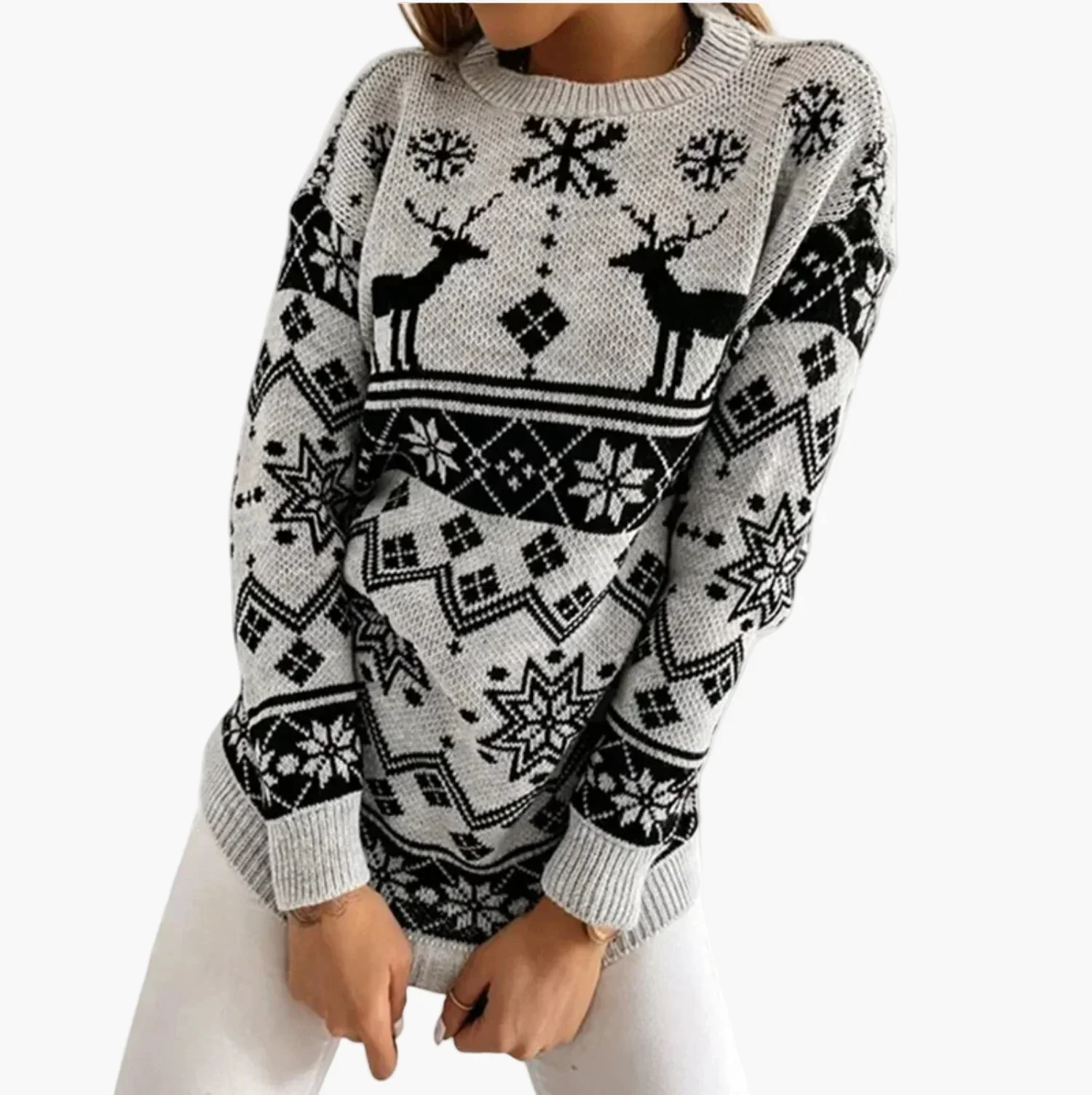 Damen Pullover Weihnachtsmotiv Rentier Norwegerstil – Modischer Winter Sweater für Freizeit & Festliche Anlässe - Image 6