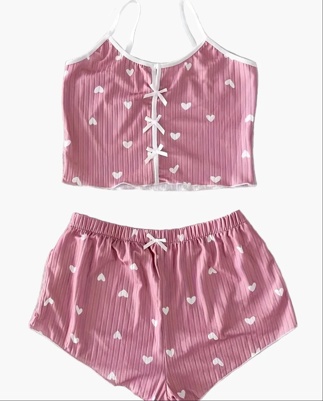 Damen Pyjama Set mit Herzchen-Muster, zweiteilig, für Sommer, sexy Stil, Schlafanzug - Image 11