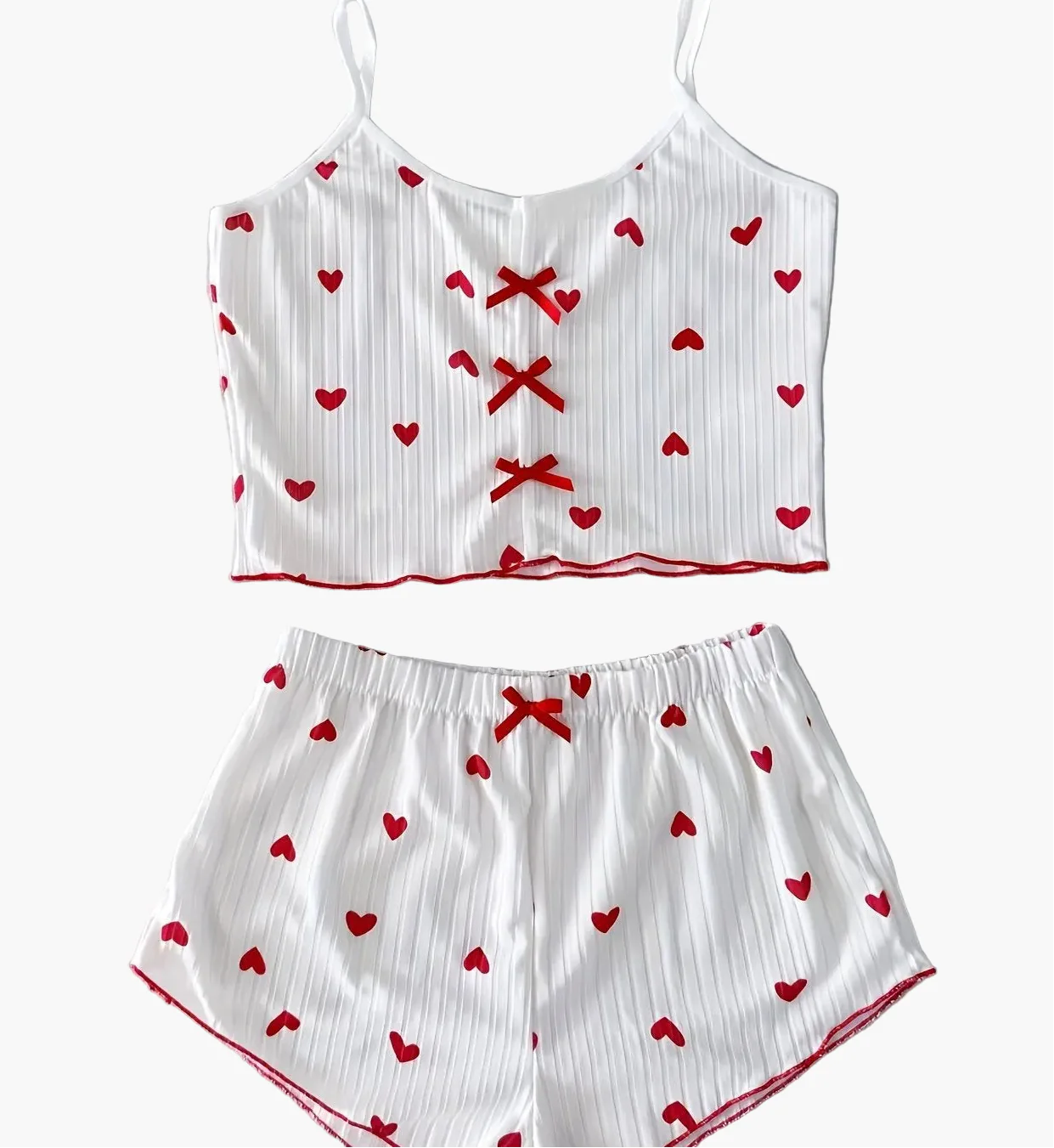 Damen Pyjama Set mit Herzchen-Muster, zweiteilig, für Sommer, sexy Stil, Schlafanzug - Image 12