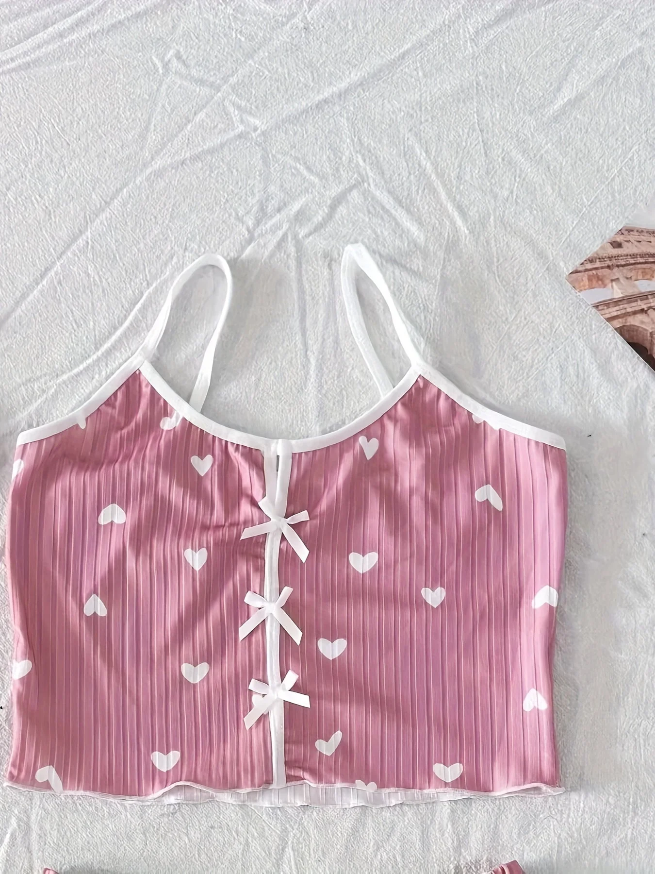 Damen Pyjama Set mit Herzchen-Muster, zweiteilig, für Sommer, sexy Stil, Schlafanzug - Image 6