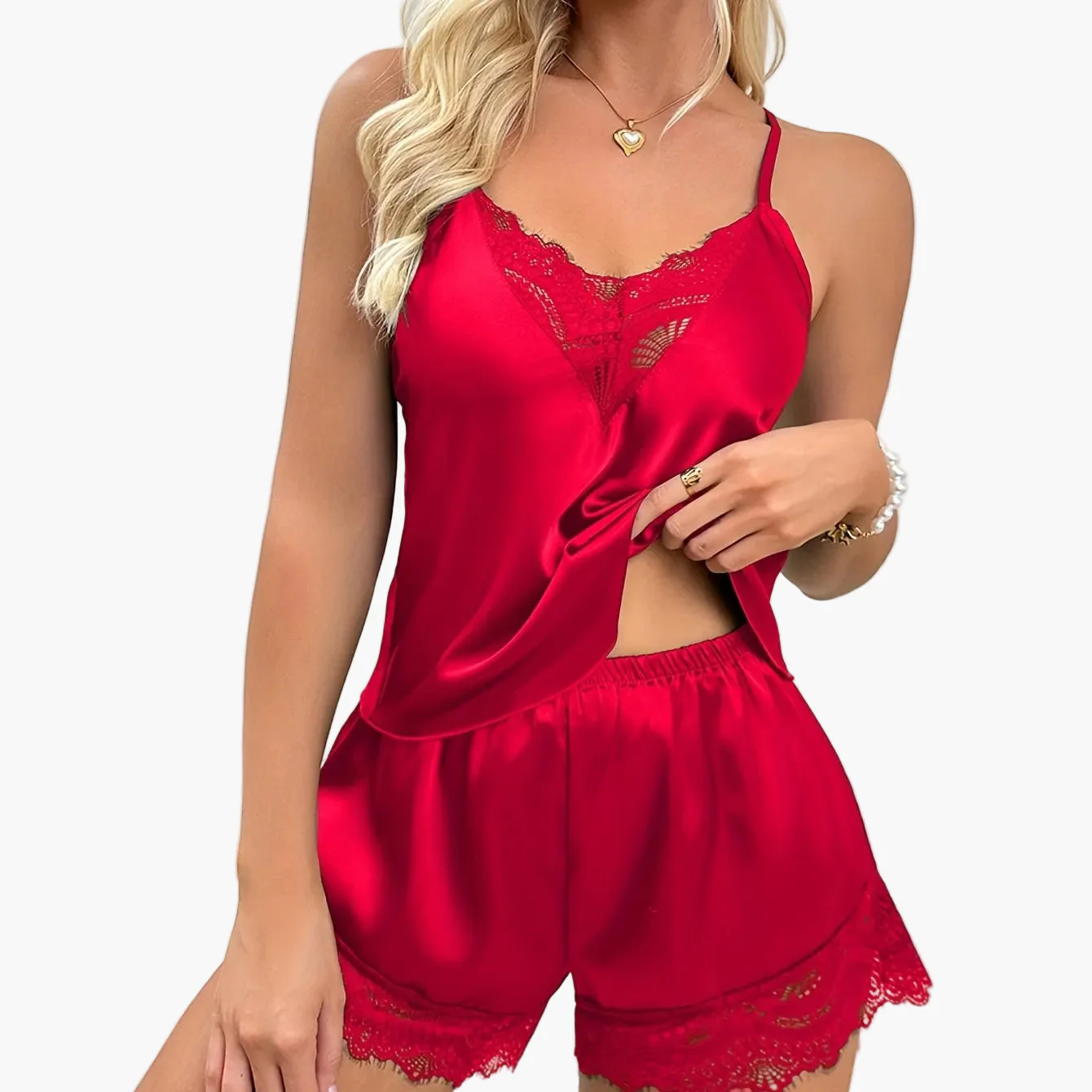 Damen Pyjama Set – Verführerischer Spitzen-Look, Zweiteilig, Sexy Nachtwäsche für Frühling und Sommer - Image 12