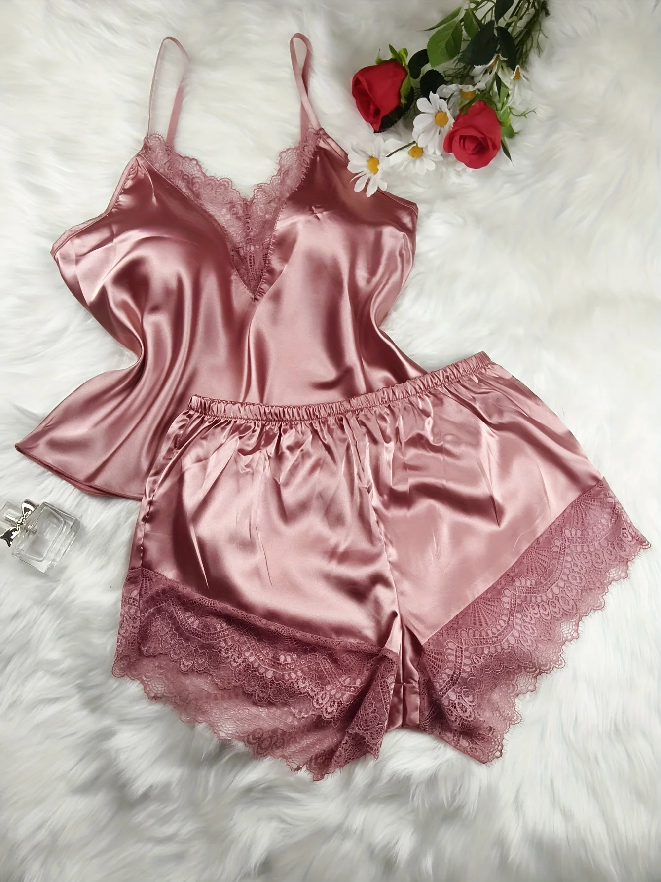 Damen Pyjama Set – Verführerischer Spitzen-Look, Zweiteilig, Sexy Nachtwäsche für Frühling und Sommer - Image 3