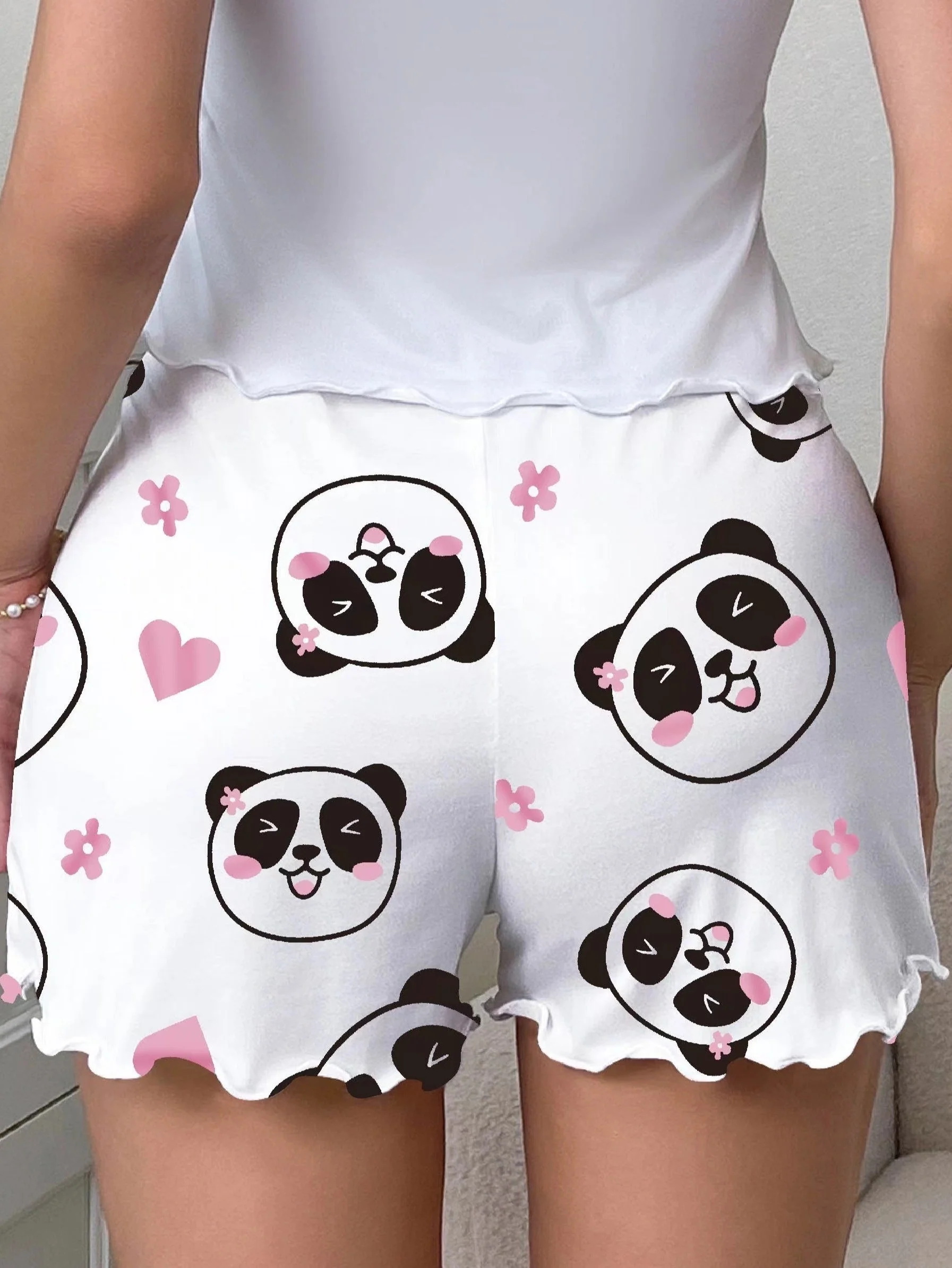 Damen Pyjama-Shorts mit Panda-Print und Schleife – Süße Schlafhose für Frühling & Sommer, Casual Style - Image 7