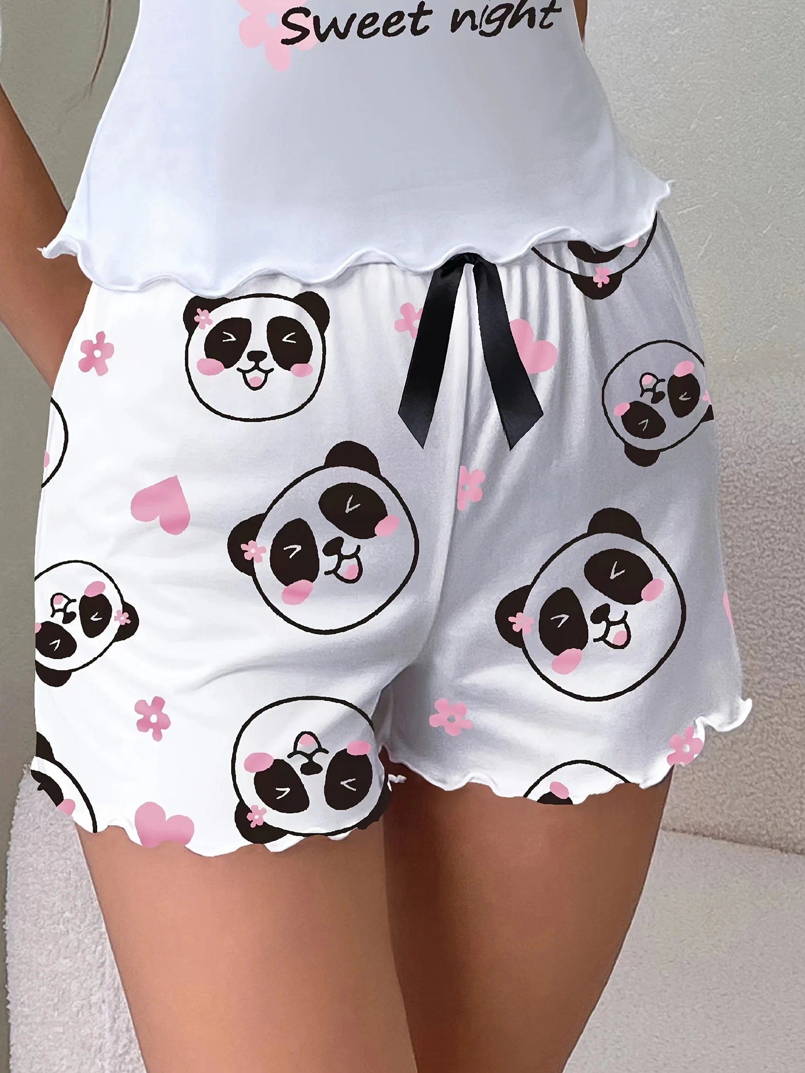 Damen Pyjama-Shorts mit Panda-Print und Schleife – Süße Schlafhose für Frühling & Sommer, Casual Style - Image 9