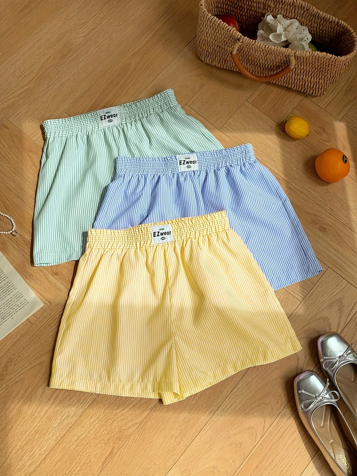 Damen Pyjama-Shorts im Streifen-Design für entspannte Sommernächte, 3er-Pack, Freizeit-Loungewear - Image 10