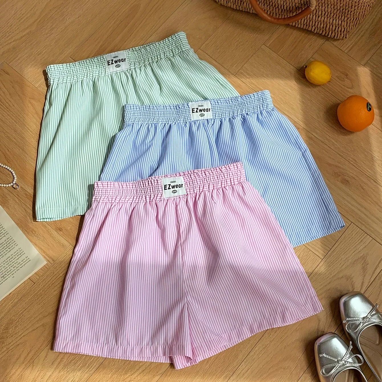 Damen Pyjama-Shorts im Streifen-Design für entspannte Sommernächte, 3er-Pack, Freizeit-Loungewear - Image 11