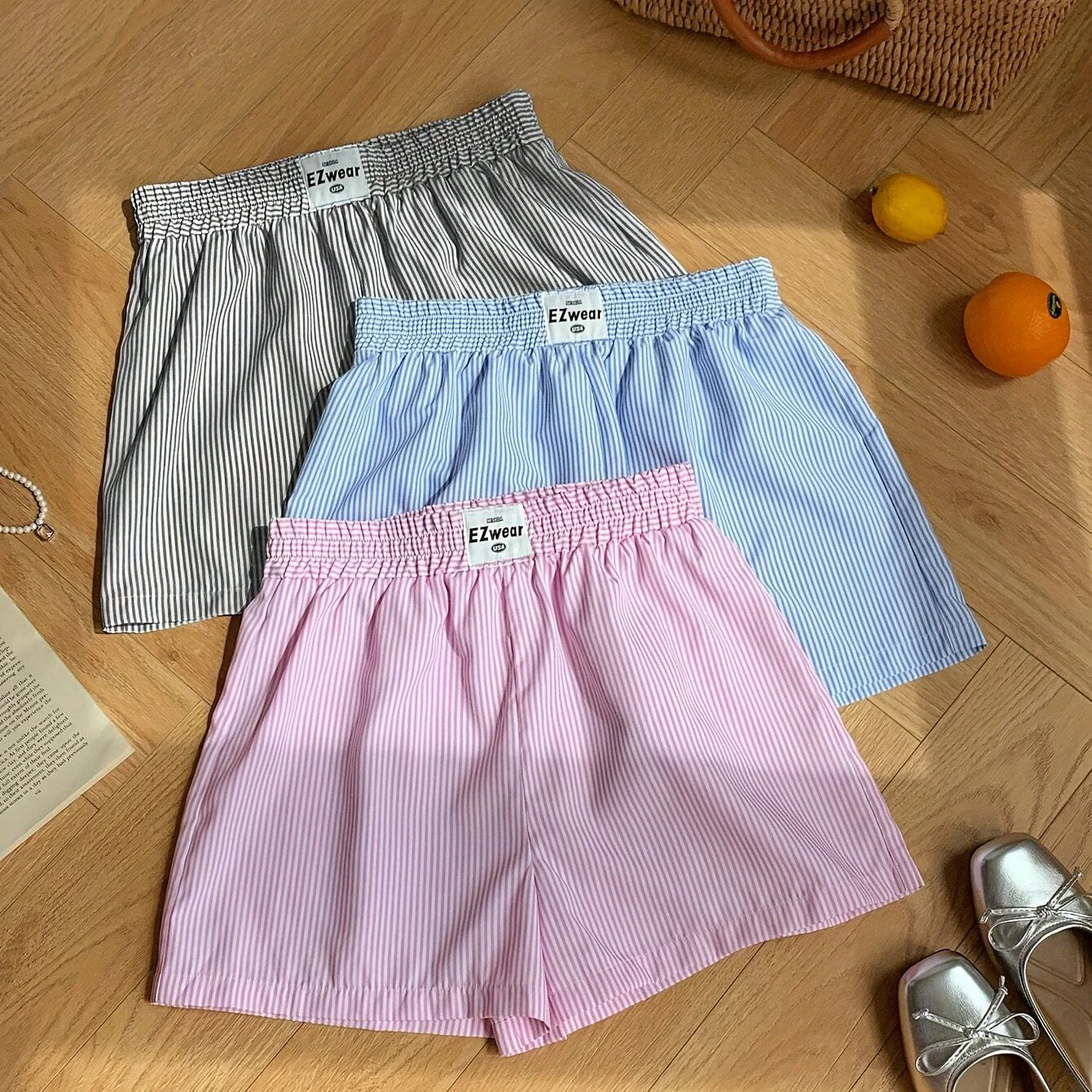 Damen Pyjama-Shorts im Streifen-Design für entspannte Sommernächte, 3er-Pack, Freizeit-Loungewear - Image 12