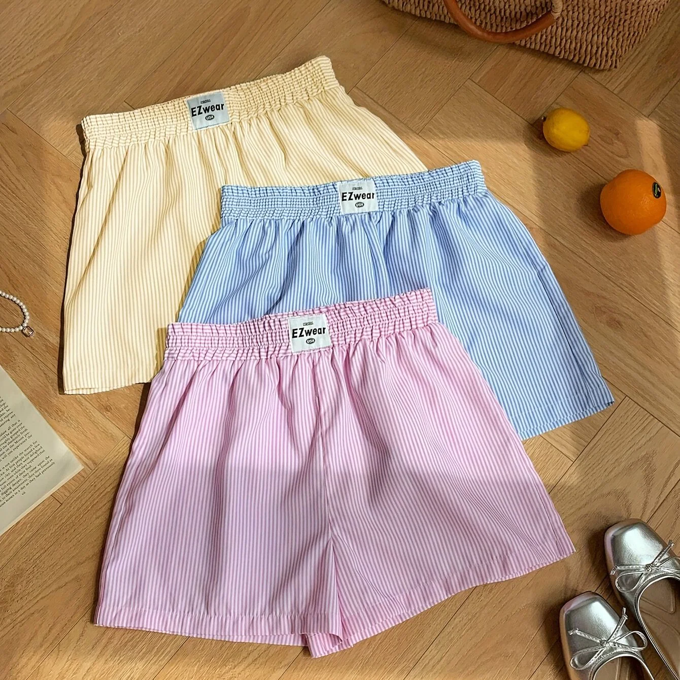 Damen Pyjama-Shorts im Streifen-Design für entspannte Sommernächte, 3er-Pack, Freizeit-Loungewear - Image 13