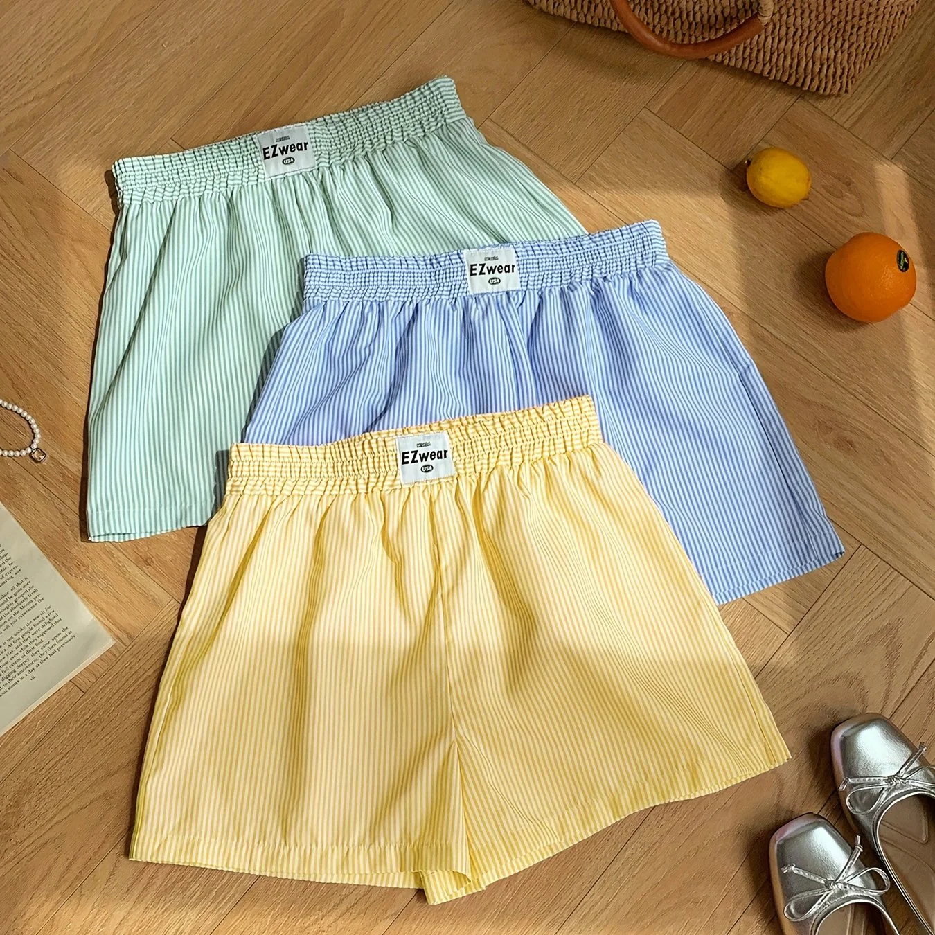 Damen Pyjama-Shorts im Streifen-Design für entspannte Sommernächte, 3er-Pack, Freizeit-Loungewear - Image 15