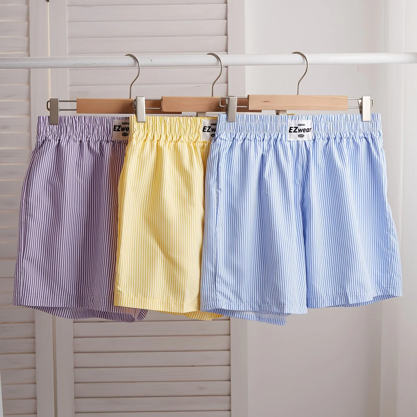 Damen Pyjama-Shorts im Streifen-Design für entspannte Sommernächte, 3er-Pack, Freizeit-Loungewear - Image 16