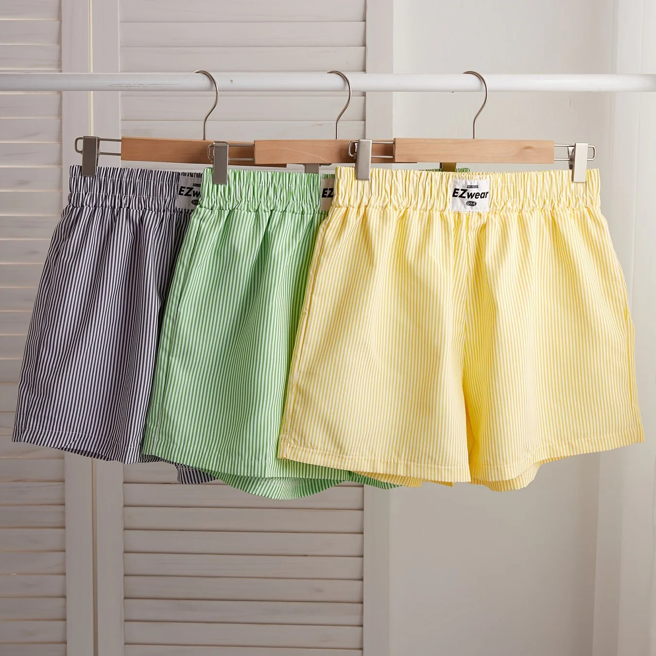 Damen Pyjama-Shorts im Streifen-Design für entspannte Sommernächte, 3er-Pack, Freizeit-Loungewear - Image 17