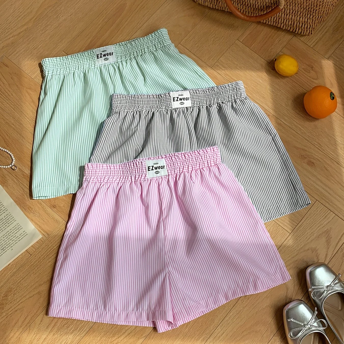 Damen Pyjama-Shorts im Streifen-Design für entspannte Sommernächte, 3er-Pack, Freizeit-Loungewear - Image 20