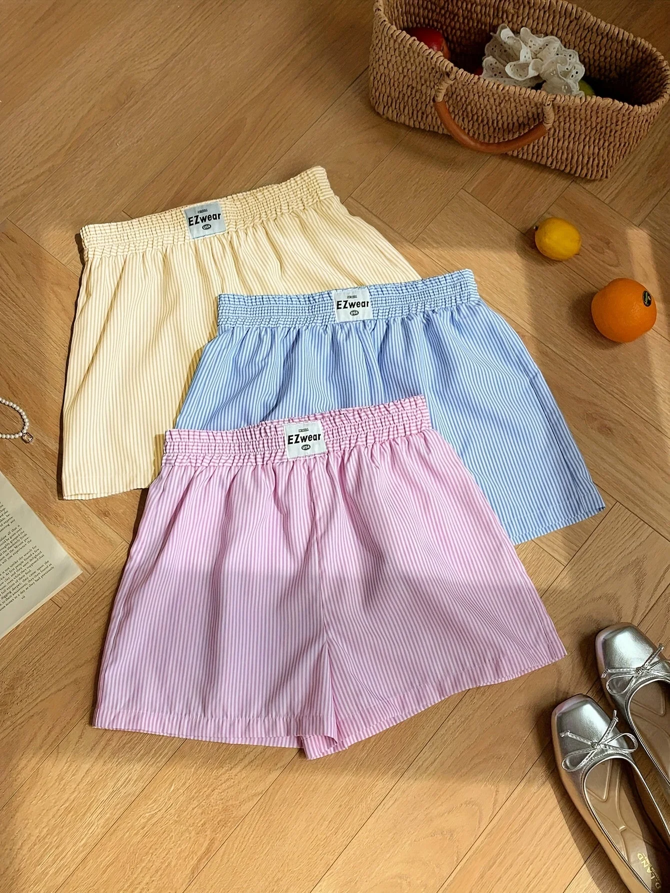 Damen Pyjama-Shorts im Streifen-Design für entspannte Sommernächte, 3er-Pack, Freizeit-Loungewear - Image 3
