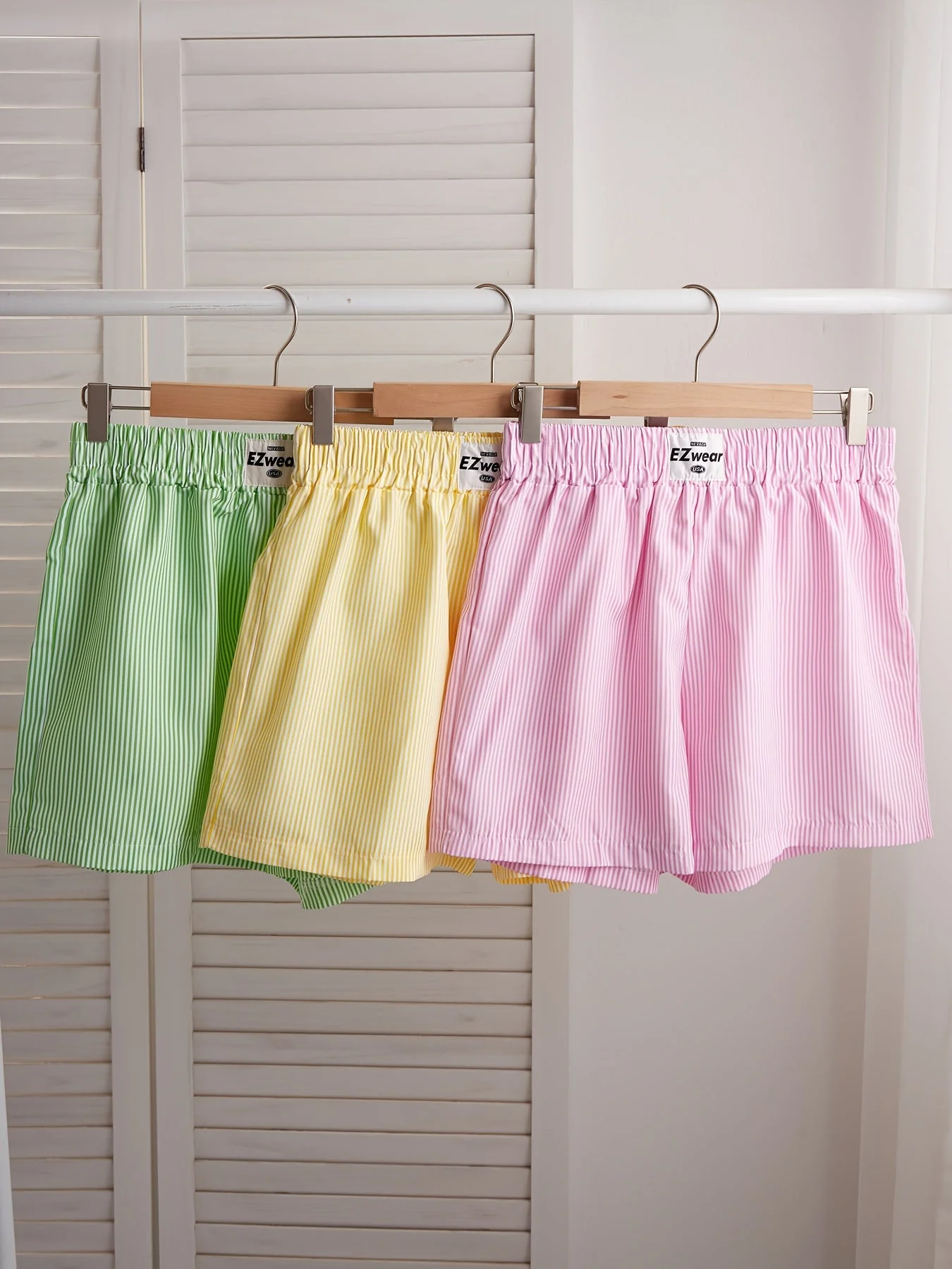 Damen Pyjama-Shorts im Streifen-Design für entspannte Sommernächte, 3er-Pack, Freizeit-Loungewear - Image 4