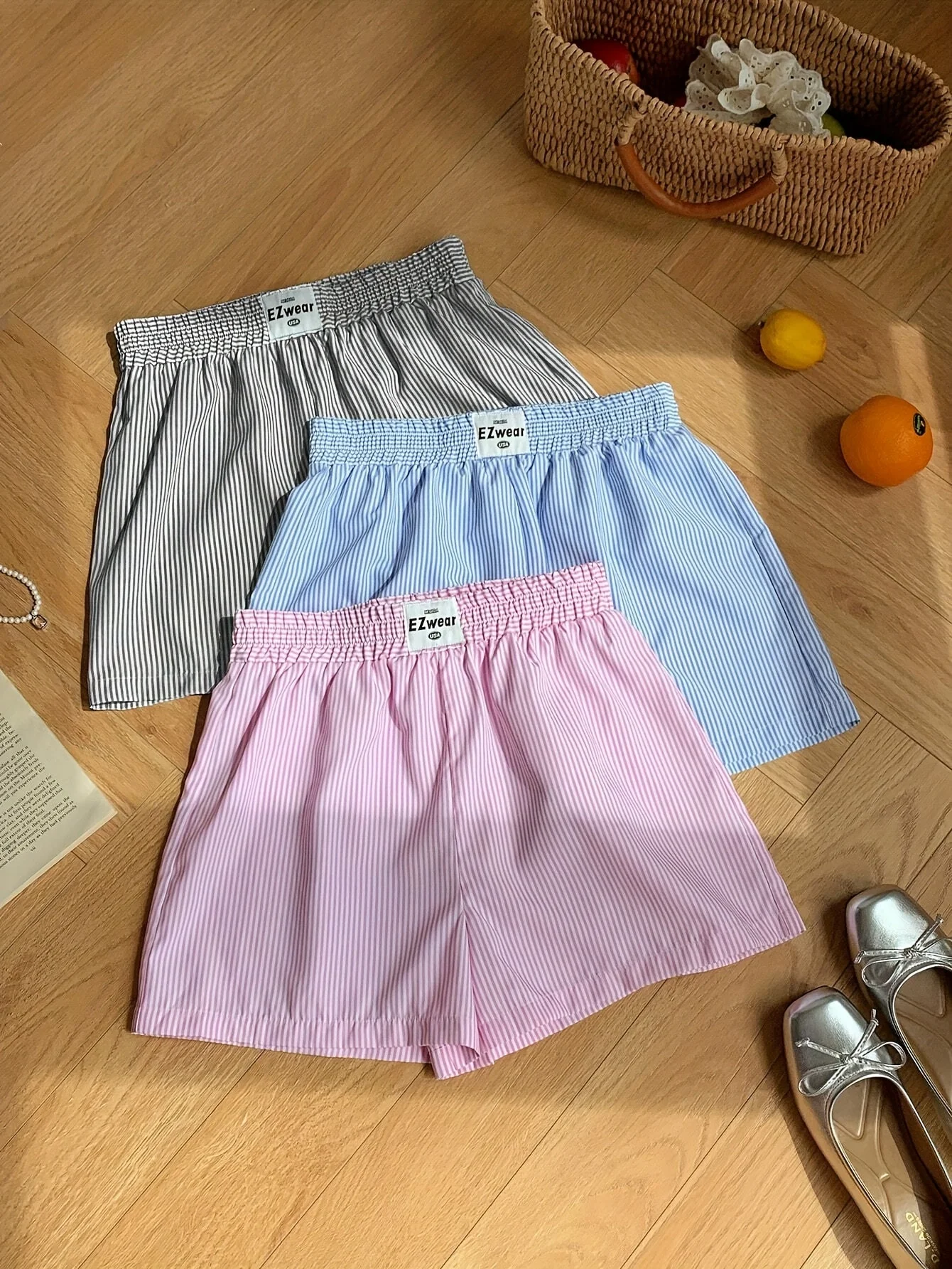 Damen Pyjama-Shorts im Streifen-Design für entspannte Sommernächte, 3er-Pack, Freizeit-Loungewear - Image 5